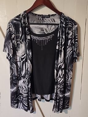 Black & White Printed Layered Camisole Set